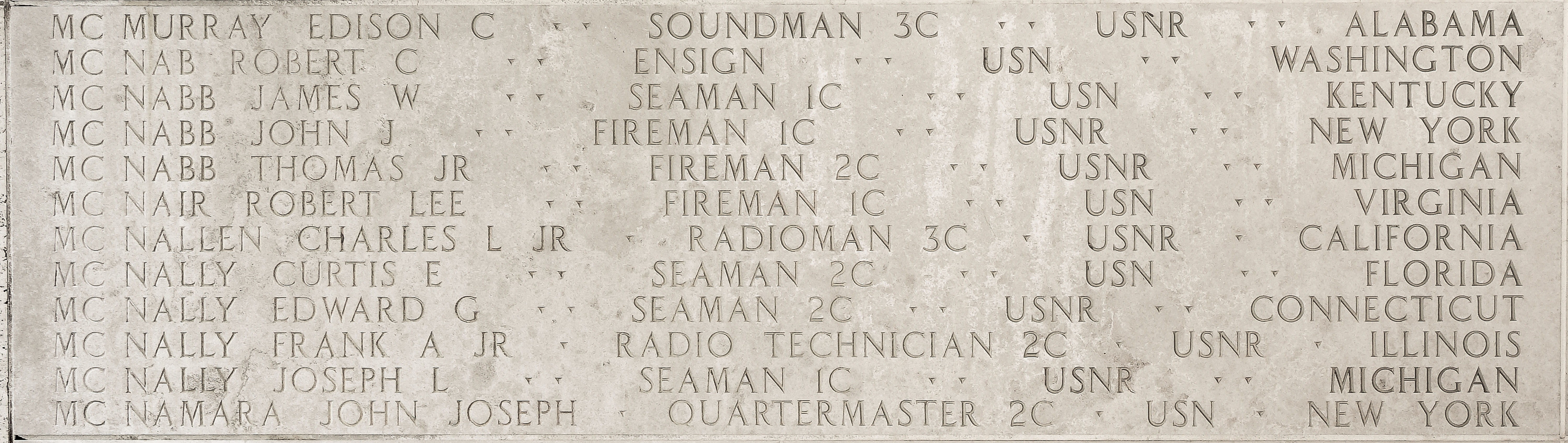 John Joseph McNamara, Quartermaster Second Class